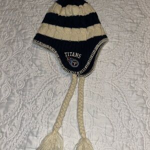 NFL Titans Navy and Cream Striped Knit Hat
